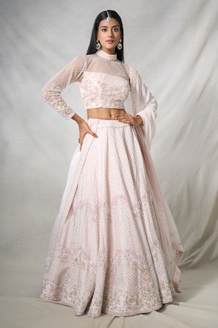 PANIHARI Floral Embroidered Lehenga Set