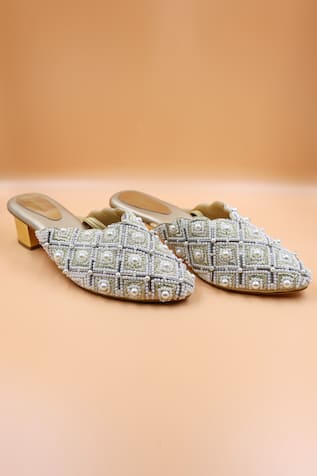 Riley Zardozi Embroidered Mules 
