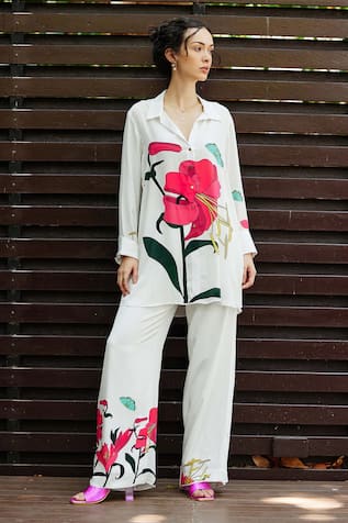 Nautanky Repose Floral Print Shirt With Pant 