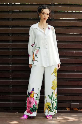 Nautanky Blossom Placement Print Shirt With Pant 