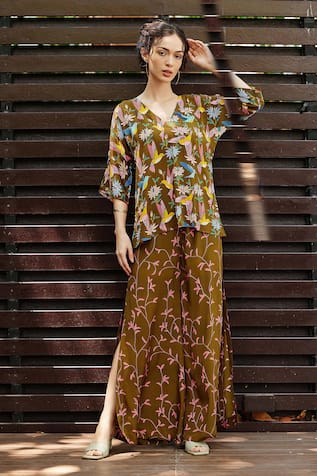 Nautanky Aviary Printed Boxy Tunic With Pant 