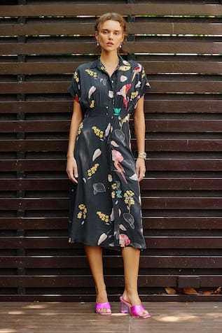 Nautanky Eden Floral Print Shirt Dress 
