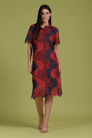 Tasuvure Myra Mesh Leaf Pattern Rowan Dress 