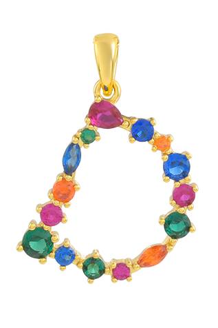 Alphabet D Studded Gemstone Pendant Necklace 