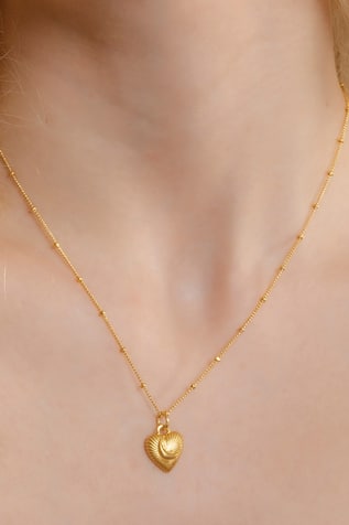 Recycled Bronze Moon Heart Shaped Charm Pendant Necklace 