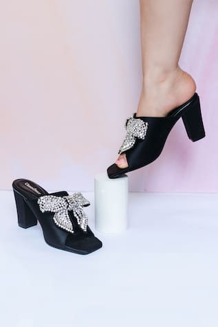 Krystal Stone Embellished Bow Heels 