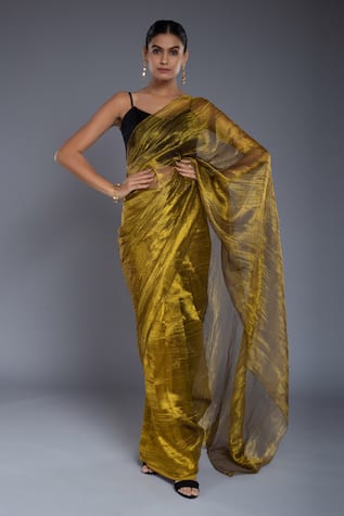 Ellemora fashions Solid Saree With Sleeveless Blouse 