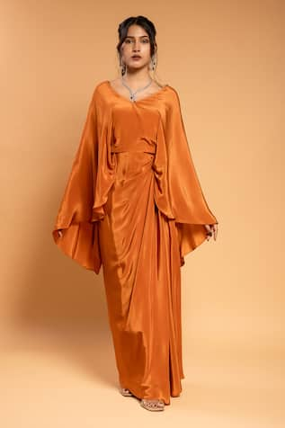 Ellemora fashions Solid Draped Maxi Dress 