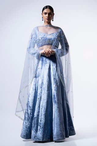 Ellemora Fashions Royal Charm Solid Lehenga Embellished Blouse Set 