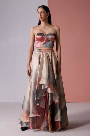 JYOTI SACHDEV IYER City Print Draped Skirt 