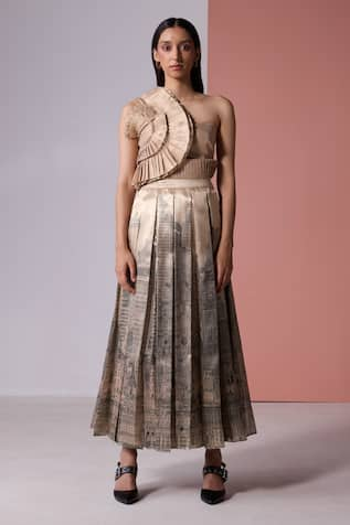 JYOTI SACHDEV IYER Pleated Crop Top With Skirt 