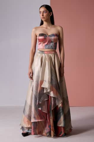 JYOTI SACHDEV IYER New York Print Draped Skirt With Corset 