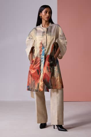 JYOTI SACHDEV IYER New York Print Trench Jacket With Pant Set 