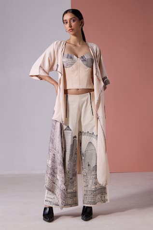 JYOTI SACHDEV IYER New York Print Asymmetric Jacket With Pant Set 