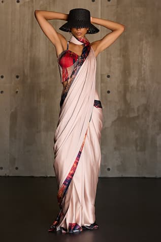 JYOTI SACHDEV IYER New York Border Print Pre-Draped Saree With Corset 