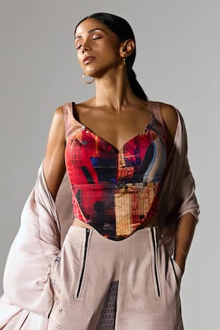 JYOTI SACHDEV IYER Cotton New York Border Print Corset 