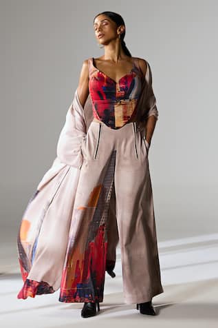 JYOTI SACHDEV IYER Cotton Architectural Print Draped Cape 