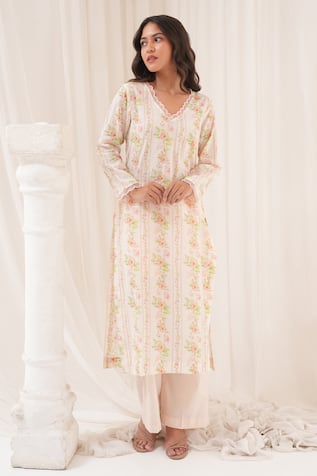 HOUSE OF TA-YA Floral Print Kurta With Pant 