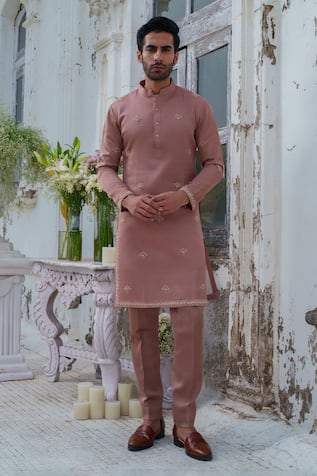 Amrit Dawani Bloom Petal Embroidered Kurta With Trouser 