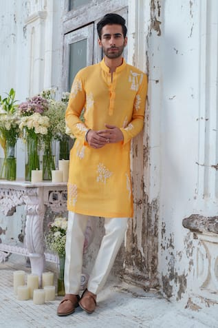 Amrit Dawani Royal Peacock Embroidered Kurta With Trouser 