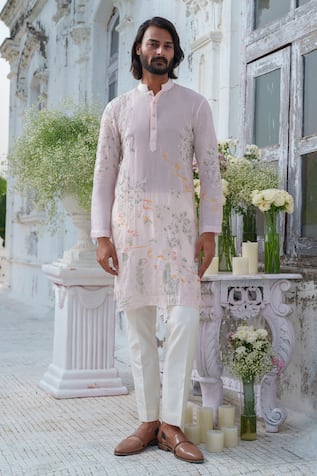 Amrit Dawani Gardenia Embroidered Kurta With Trouser 