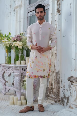 Amrit Dawani French Fleur Embroidered Kurta With Trouser 