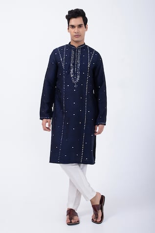 KAKA CALCUTTA Mirrorwork Pattern Kurta With Pyjama 