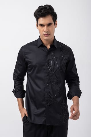 Kaka Calcutta Leopard Bead Embellished Shirt 