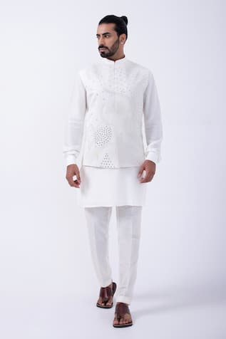 KAKA CALCUTTA Embroidered Bundi Jacket & Kurta Set 
