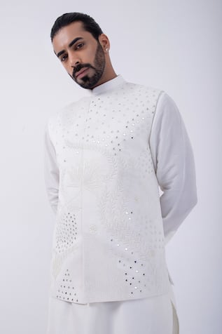 KAKA CALCUTTA Embroidered Ivory Bundi Jacket 