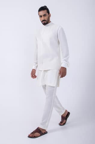 KAKA CALCUTTA Cutdana Work Bundi Jacket & Kurta Set 