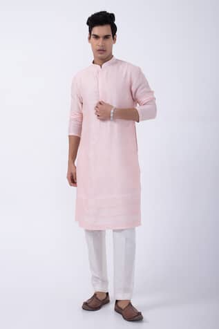 KAKA CALCUTTA Baby Pink Kurta & Ivory Pyjama Set 