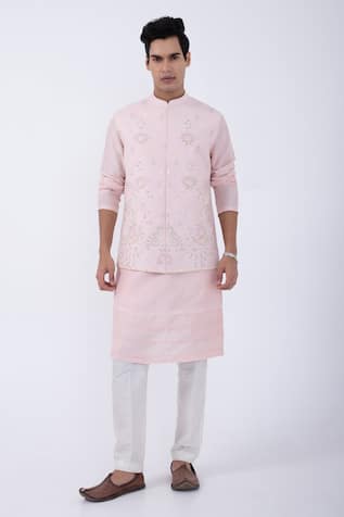 KAKA CALCUTTA Embroidered Bundi Jacket With Kurta Set 