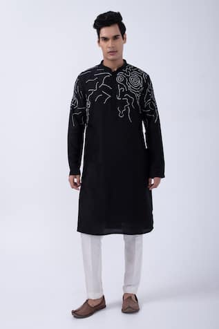 KAKA CALCUTTA Thread Embroidered Kurta & Pyjama Set 