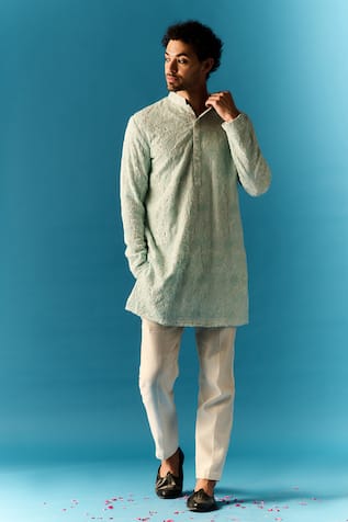 NAFS Hand Embroidered Lucknowi Chikankari Kurta 