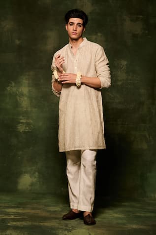 NAFS Zari & Tikki Hand Embroidered Kurta With Pant 