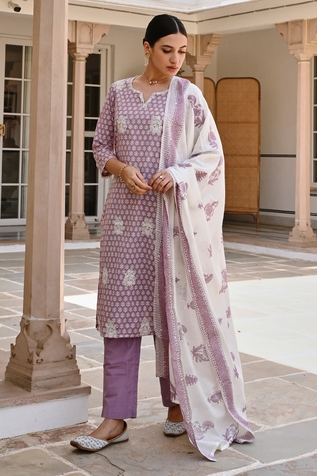 KARAJ JAIPUR Floral Butti Print Kurta Pant Set