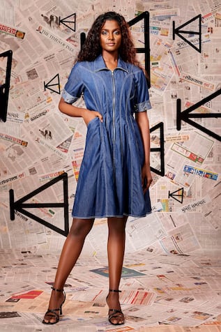 Echke Denim Panelled Dress 