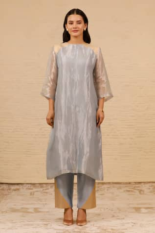 Eeda Straight Patchwork Kurta & Pant Set 