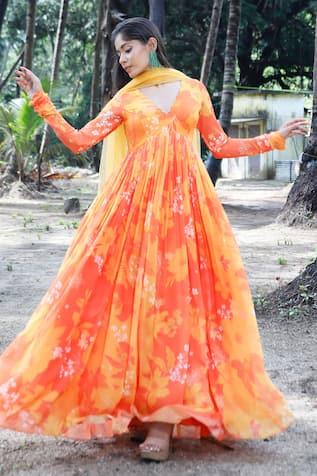 Harshita Singhvi Floral Print Anarkali With Dupatta 