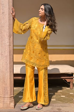 Tarisha Tholia Marigold Hand Embroidered Kurta Set 