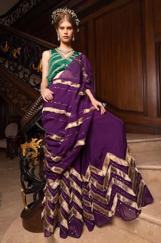 Tarisha Tholia Zahira Hand Embroidered Sharara Saree With Blouse 