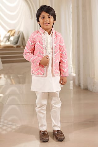 Fayon Kids Mirror Embroidered Jacket Pant Set 