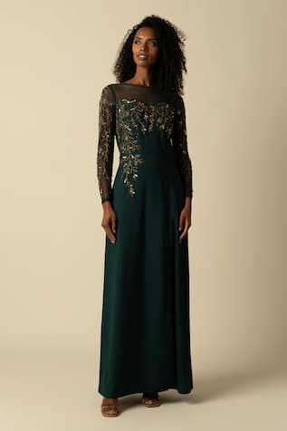 RAISHMA Avery Botanical Embroidered Gown 