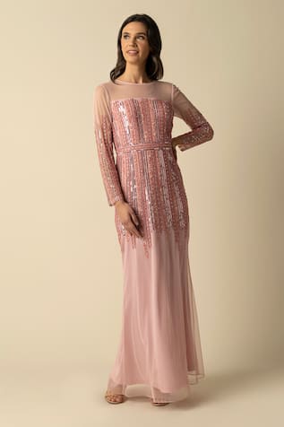 RAISHMA Alaina Geometric Embroidered Gown 