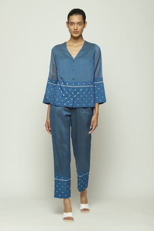 Abraham & Thakore Maheshwar Sequin Embellished Trouser 