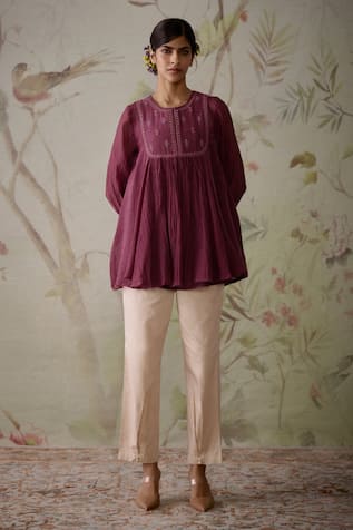 Kritika Dawar Handwoven Flared Short Tunic With Pant 