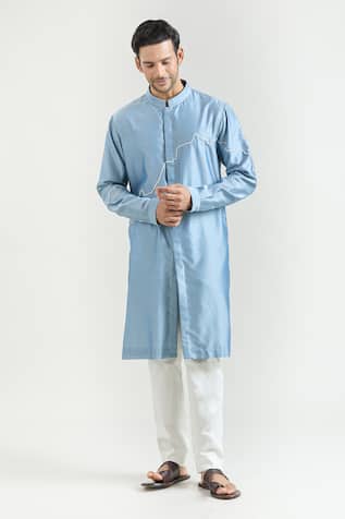 Abstract Placed Embroidered Kurta Set 