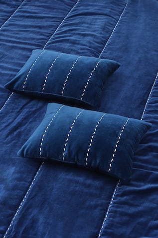 Abraham & Thakore Stab Stitch Cotton Velvet Bed Spread 