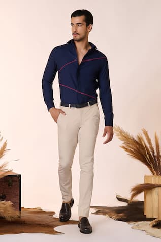 S&N by Shantnu Nikhil Cut-Out Panelled Shirt 